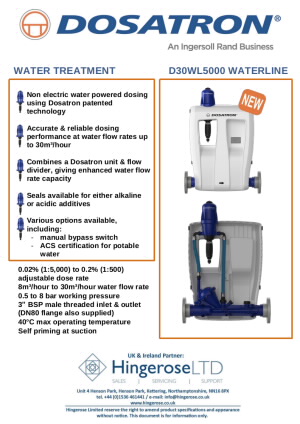 Hingerose D30WL5000 Datasheet